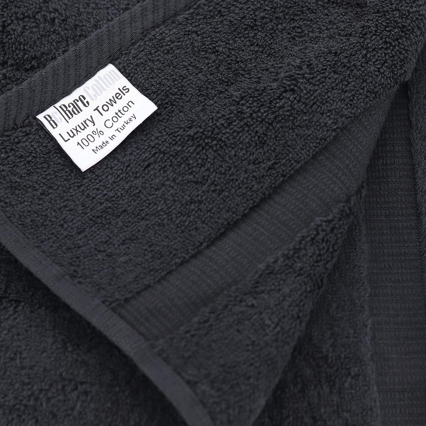 Monogrammed Hand Towel, Personalized Initial Gift, Extra Absorbent 100% Turkish Cotton - Soft Terry Finish - Set of 2 - White Block Initial I - Embroidered on Black Towels