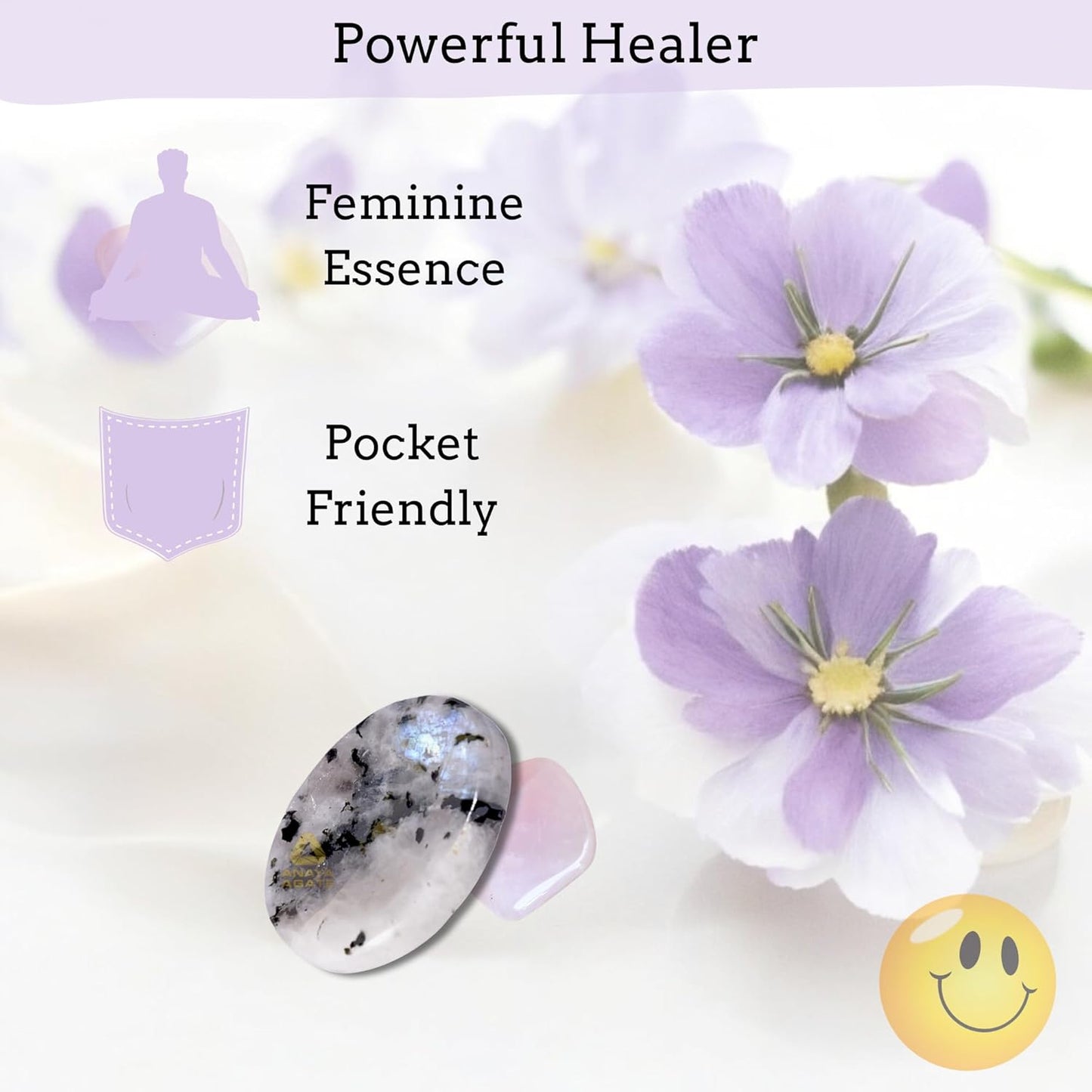 Rainbow Moonstone Worry Stones – Crystal Thumb Worry Stone for Anguish, Stress – Relaxing and Soothing Balance Stones for Meditation, Stress Relief – Healing Stones and Crystals for Men and Women