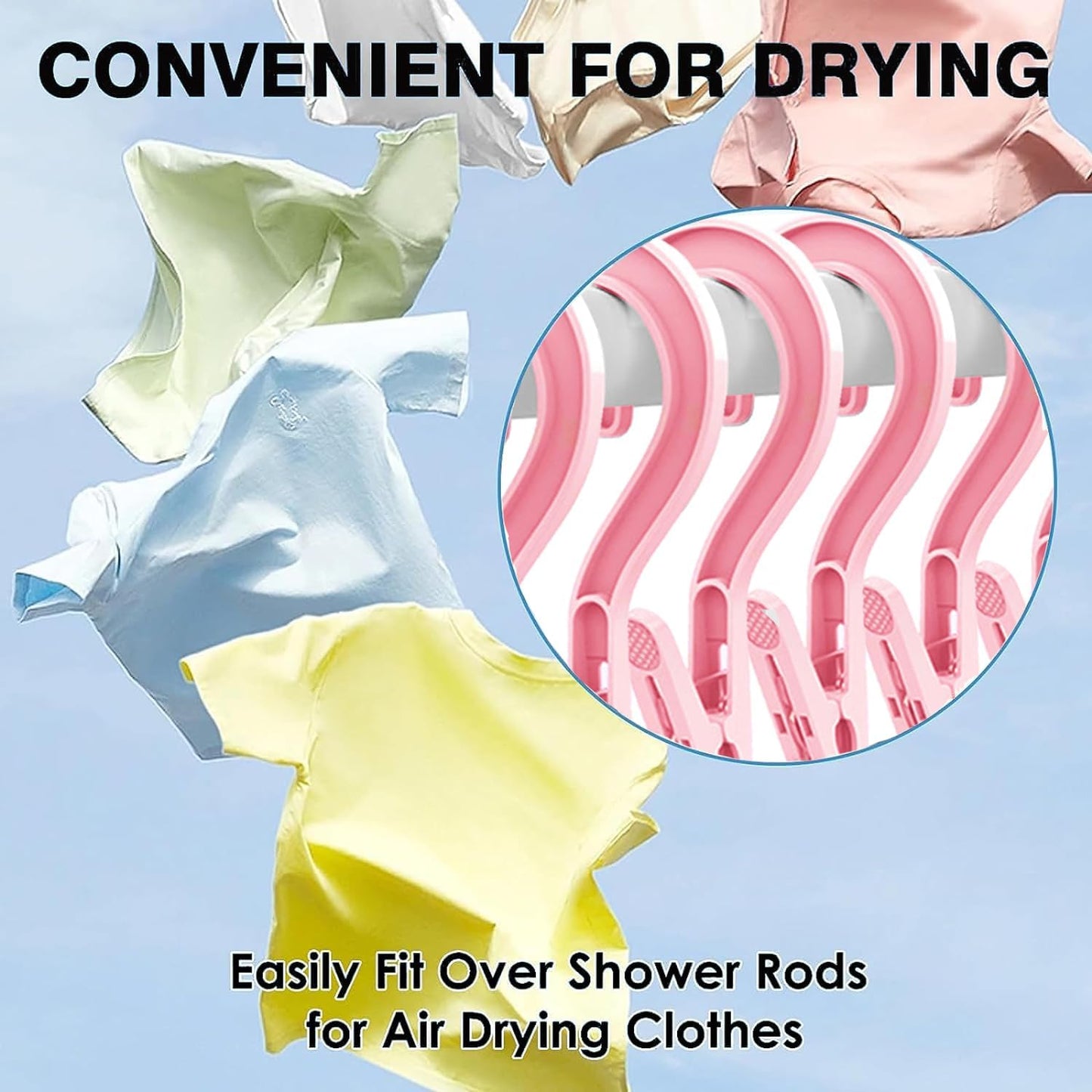 24pcs Laundry Hooks Clip Plastic Clothes Hangers Pins Super Strong Hanger Clips for Bathroom Travel Portable,Pink