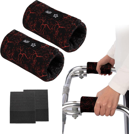 Spring Seaon Universal Walker Handle Padded -Hand Grip (2 Pack) Covers Non-Slip Cushion Padding for Folding Rolling Walker,Rollator Handle-Crutch Handle Pad Grips- Mobility Aid