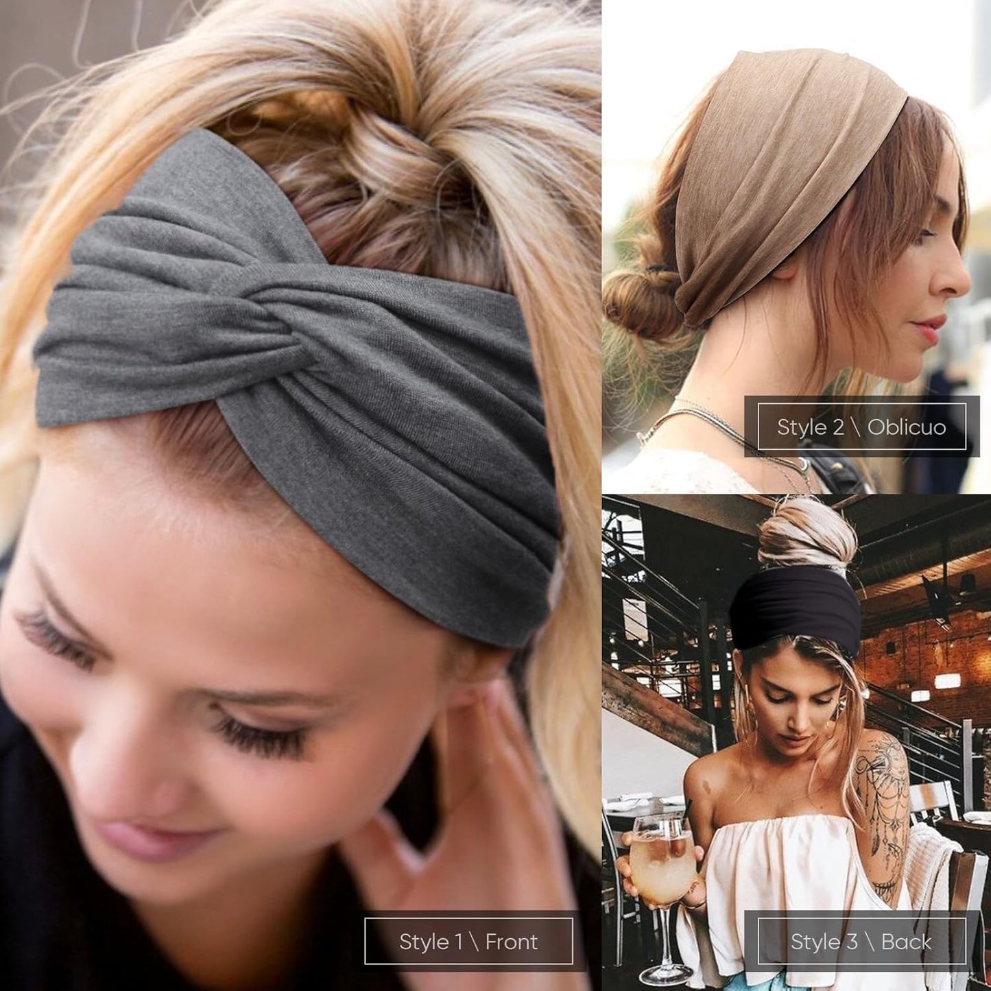 Extra Wide Headbands for Women Large Turban Headband Non Slip Boho Elastic Hairband Hair Twisted Knot Head Bands Accessories
