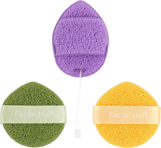 Facial Sponge, Raffaello Face Sponges for Cleansing and Exfoliating, Reusable Daily Cleansing Face Scrubber, Deep Cleanse & Dead Skin Removal 3 Pack