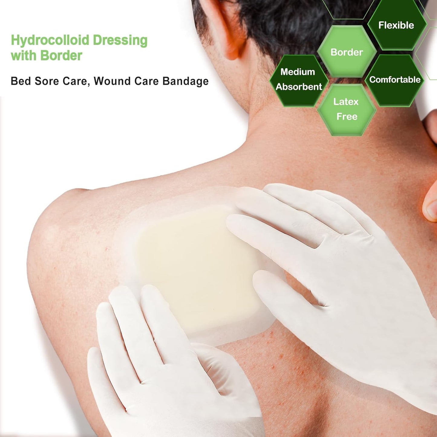 NeuHeils Hydrocolloid Adhesive Bandages, Hydrocolloid Wound Dressing with Border 4''x4'' for Light to Medium Exudate Wounds, Bed Sore, Minor Burns, Abrasions, Cuts, Superficial Wound 10 Packs