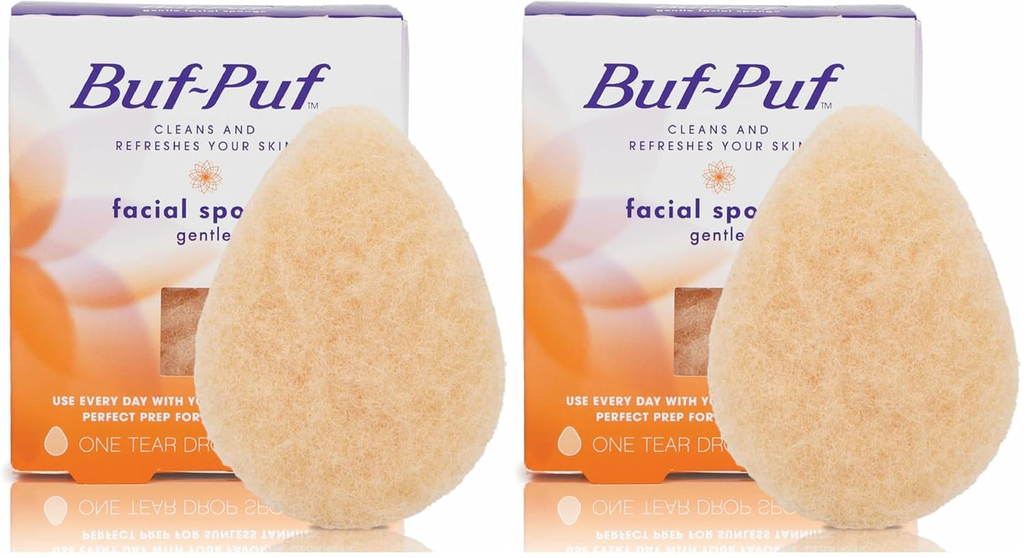 Buf-Puf Gentle Facial Sponge, Dermatologist Developed, Removes Deep Down Dirt & Makeup That Causes Breakouts and Blackheads, Reusable, Exfoliating, 1 Count (Pack of 2)