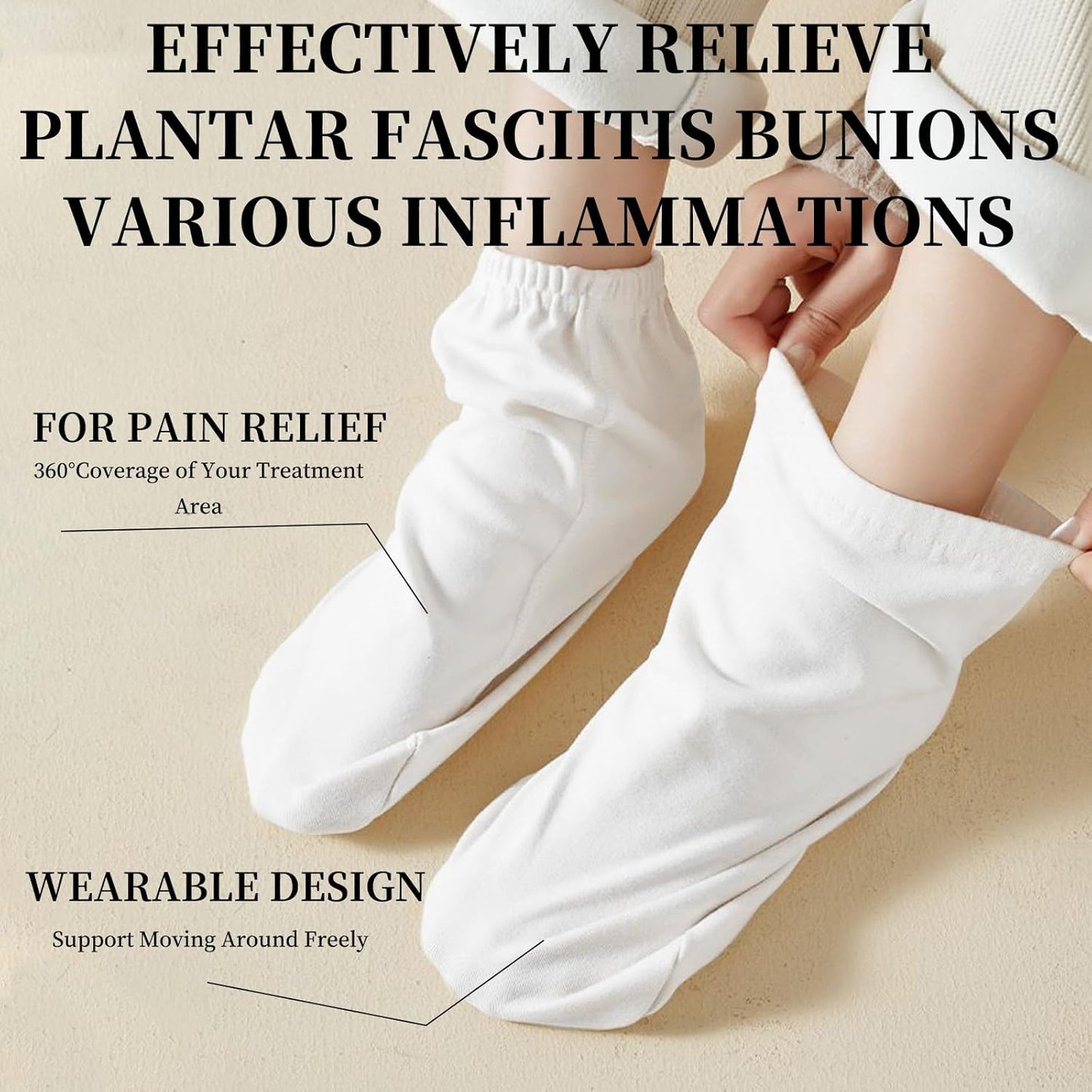 2 Pairs Castor Oil Pack Wrap for Feet, Reusable Castor Oil Pack Wrap Organic Cotton, Comfortable and Breathable for Sleeping, Yoga and Other Occasions - Moisturizing & Relieving Cracking & Tingling