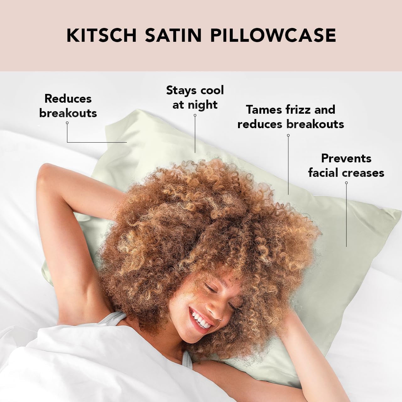 Kitsch Satin Pillowcase with Zipper for Hair & Skin, Softer Than Silk Pillow Cases Queen, Wrinkle-Free, Smooth and Cooling Satin Pillow Covers, Standard Size 19"x26" - Sage