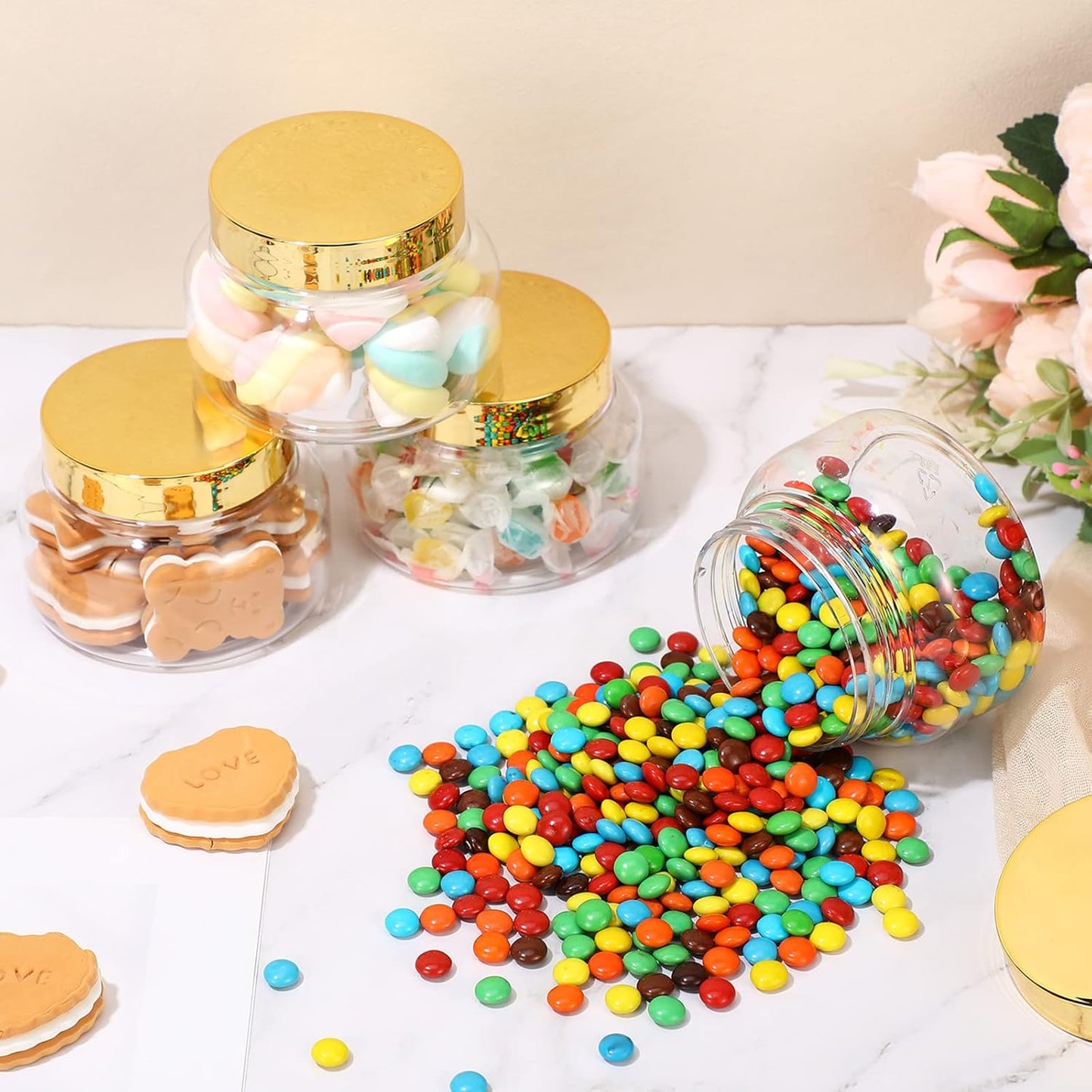 Mumufy Clear Plastic Jars with Lids Round Plastic Containers Empty Travel Containers for Creams Refillable Cosmetic Jars for Lotions Body Scrub Body Butter(36 Pcs,8 oz)