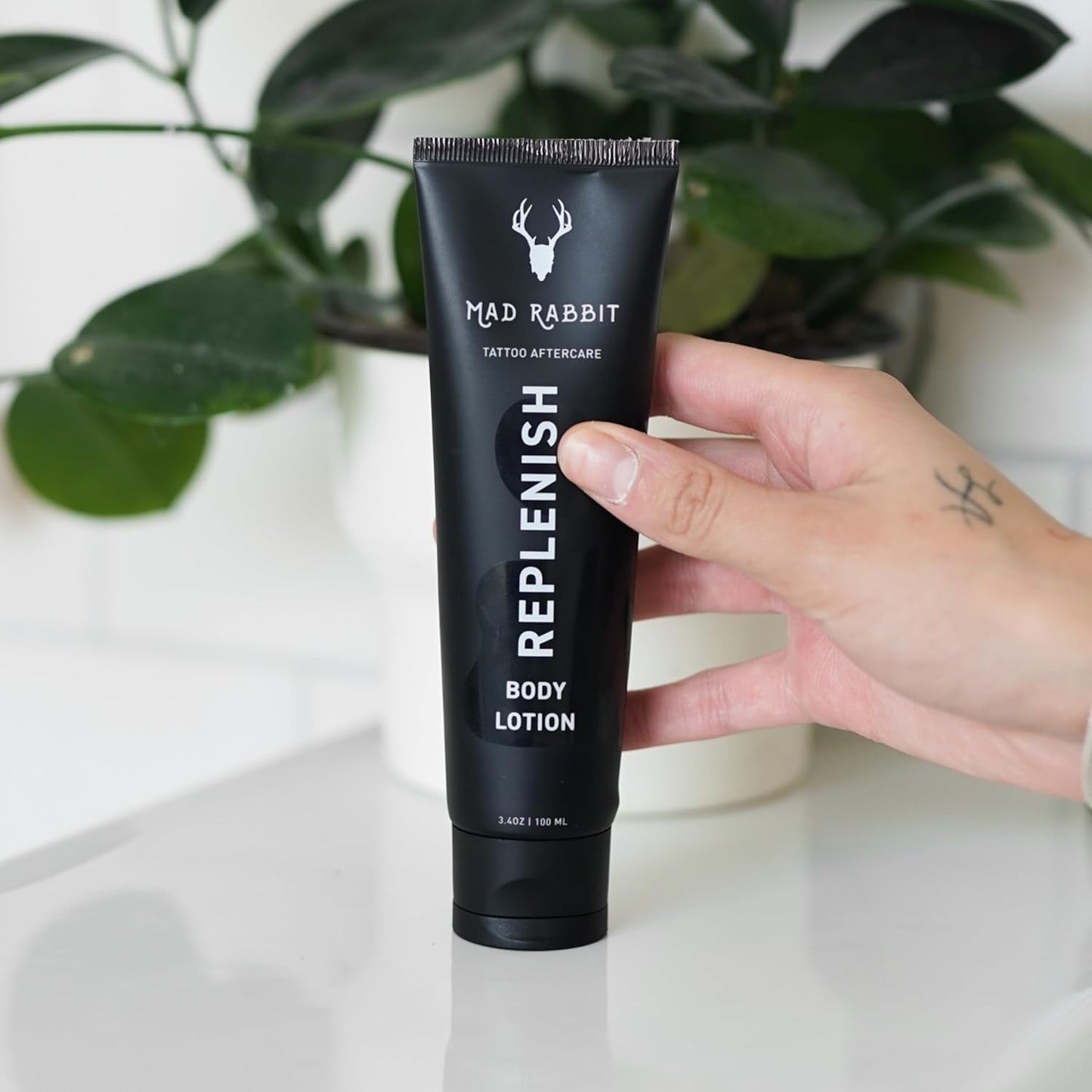 Replenish Tattoo Body Lotion - Fragrance-Free Lotion, Non-Greasy & Silicone-Free, Clean Ingredients, Lightweight for Daily Use (3.4 Fl Oz)