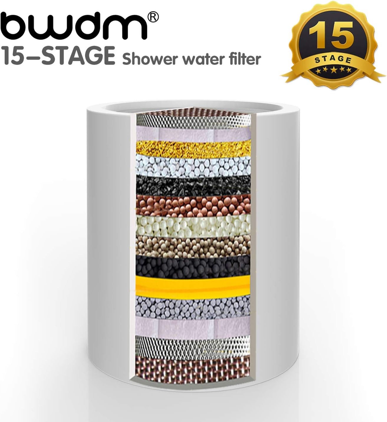 Shower Filter Replacement Cartridge, 15 stage, High Output, Vitamin C, Removing Heavy Metals Hard Water.Universal with Any Shower Filter of Similar Design.Pack of 2