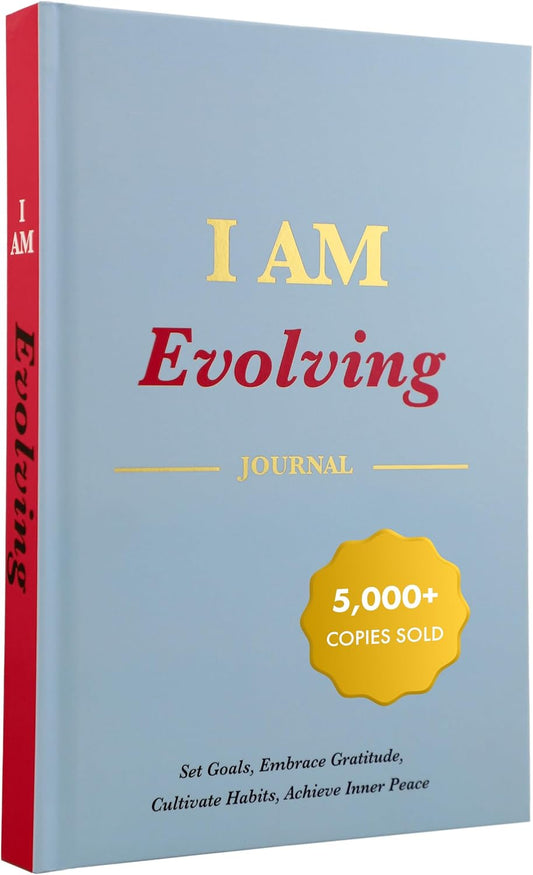 iAmEvolving Journal – Gratitude Journal with Prompts for Goal Setting, Habit Tracking, Mindfulness, Daily Reflection, Affirmations – 2025 Undated Self-Care Notebook for Women & Men (Columbia Blue)