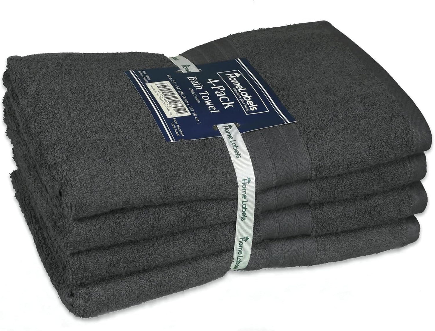 Luxury 100% Cotton Bath Towels Set of 4 - Large 27x54 Inches - Soft, Absorbent & Quick-Dry - Hotel & Spa Quality for Bathroom, Gym, and Home Essentials