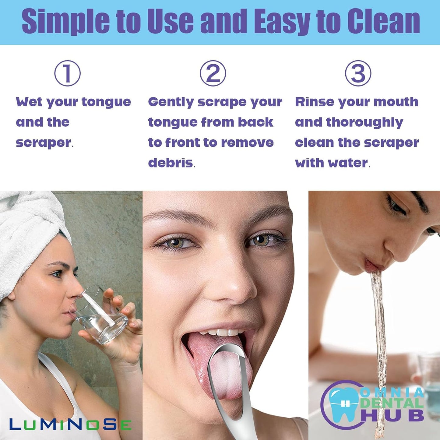 2PCs Medical Grade Tongue Scraper by Omnia One | Stainless Steel Tongue Cleaner, Metal Tongue Scraper with Travel Bag | Tongue Scrubber for Bad Breath, Boost Oral Hygiene