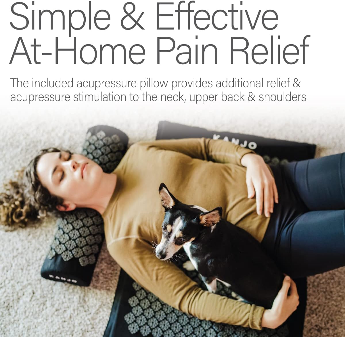 Kanjo Acupressure Mat and Pillow Set for Back Pain Relief & Neck Pain Relief, with Pressure Points for Muscle Pain Relief with Travel Bag - Black XL