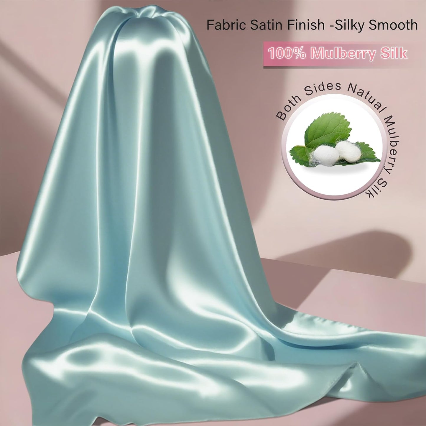 Mulberry Silk Pillow Cases Queen Size Set of 2, Ultra Smooth Soft Breathable Cooling Pillow Cases for Hot Sleepers, Silk Satin Pillowcases 2 Pack with Zipper for Hair and Skin, Gifts for Women