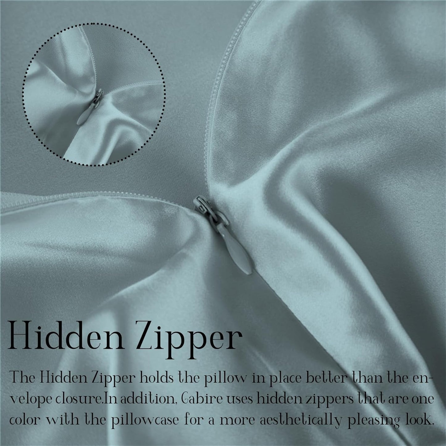 Mulberry Silk Pillow Case for Hair and Skin Prevent Acne Pillowcases Both Sides Real Silk Pillowcases Organic Silk Pillowcase with Hidden Zipper, Haze Blue, Queen (20"×30")