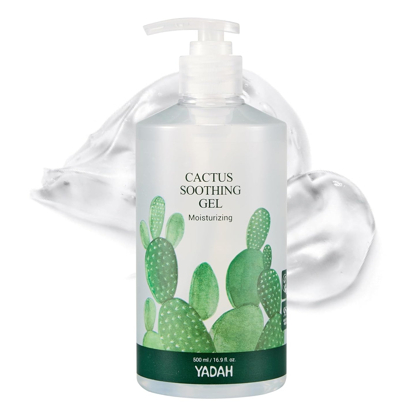 YADAH Cactus Soothing Gel (16.9fl oz) - Sunburn Relief, Calm, Cool & Soothe Irritated Skin, Face Redness. Korean Skin Care. 95% Cactus Extract, Vegan.