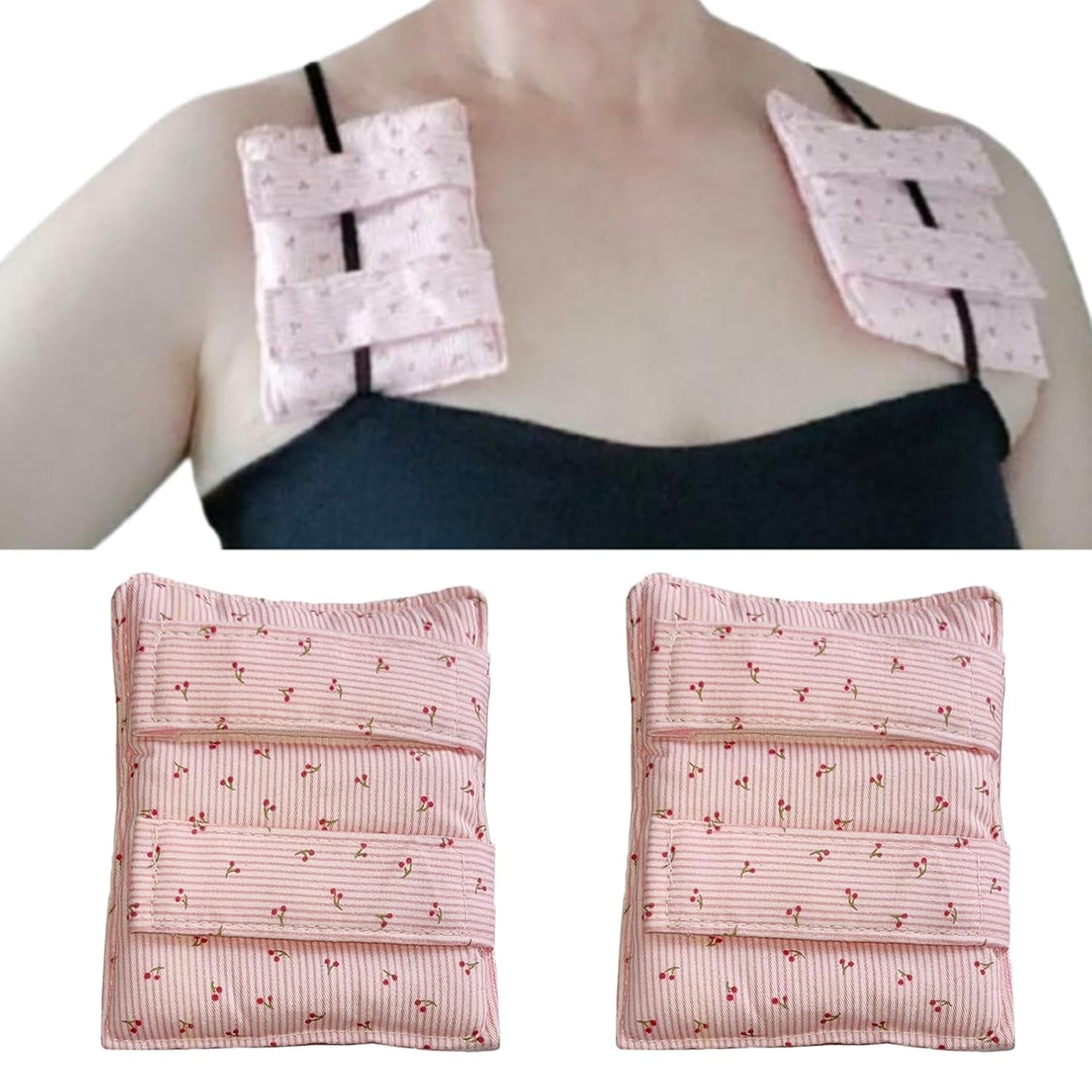2 Pcs Bra Strap Pad Protector for Chest, Port Pillows Chemo Patients, Pacemaker Pillow Post-Surgery, Bra Strap, Recovery Cushion Heart Support ， Comfort,Soft & Adjustable Covers Non Slip（cherry）