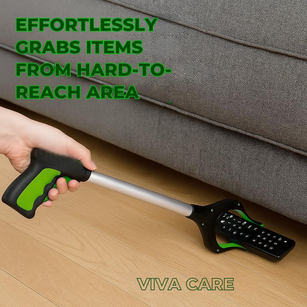 VIVA CARE Grabber Reacher Pickup Tool – Foldable, Lightweight, an Arm Extension for Seniors and Injured [Green]