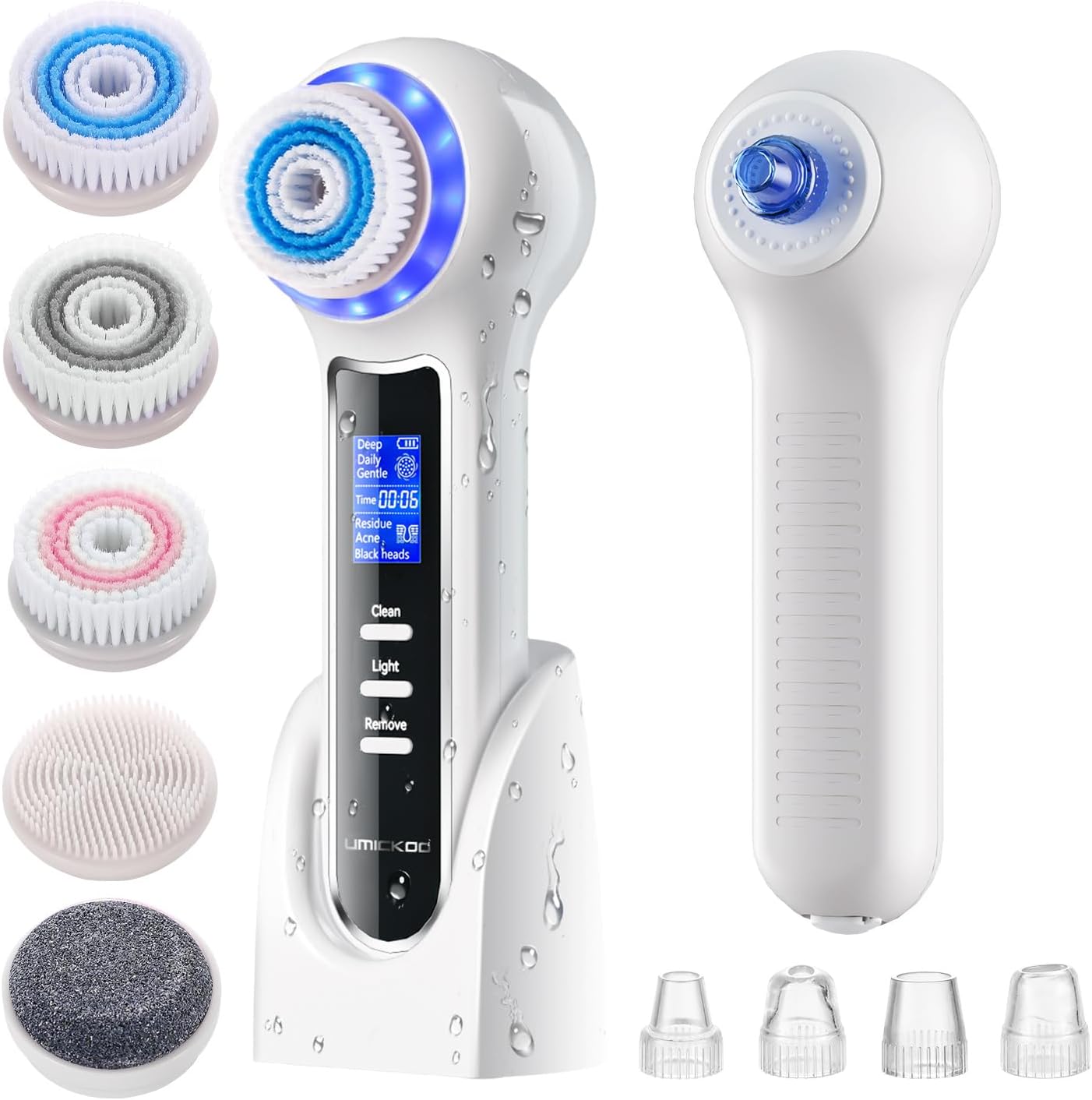 Face Scrubber Exfoliator with LCD Screen,Rechargeable Facial Cleansing Brush IPX7 Waterproof 3 in 1 Blackhead Remover Vacuum for Exfoliating,Massaging and Deep Pore Cleansing