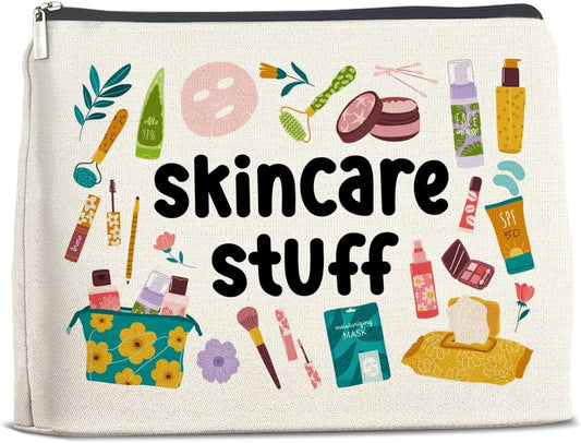 Skincare Stuff Makeup Bag Gifts for Women Skincare Stuff Cosmetic Bag Zipper Makeup Pouch