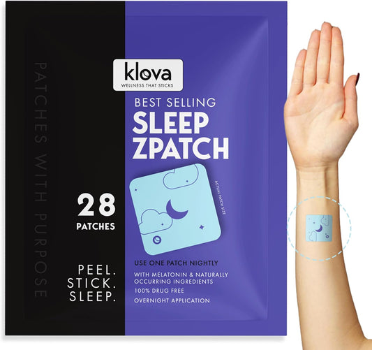 Klova ZSleep Patches for Adults | Natural Sleep Aid with Melatonin, Ashwagandha, Valerian, GABA & L-Theanine | Fall Asleep Faster, Stay Asleep Longer & Wake Up Refreshed | 28 Sleep Patches