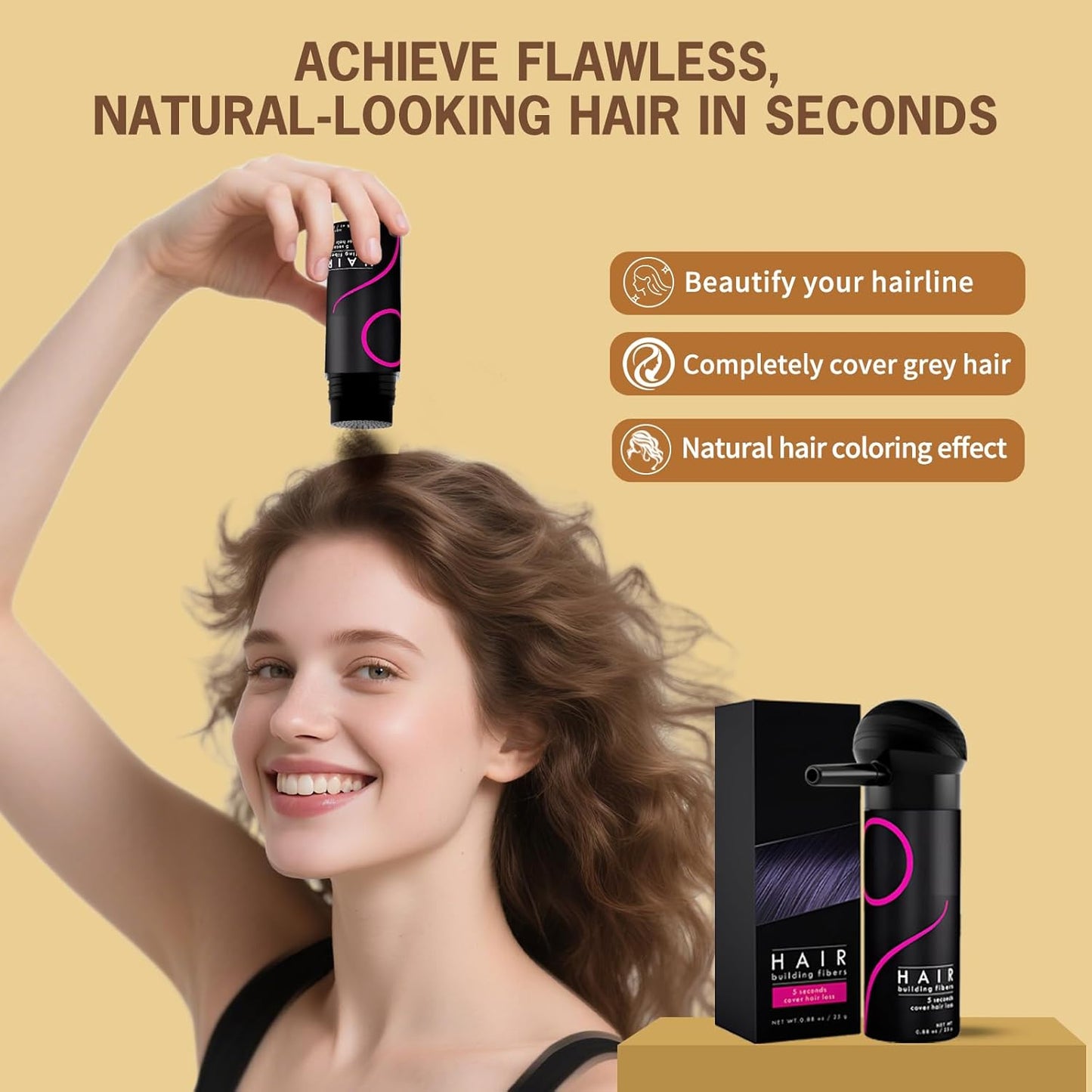 Gowwim Hair Fibers with Spray Applicator 2-in-1 Kit for Thinning & Loss Hair, Naturally Enhancements Thickening Spray Fibers Waterproof Long-Lasting Gray & Bald Spot Cover up for Women & Men