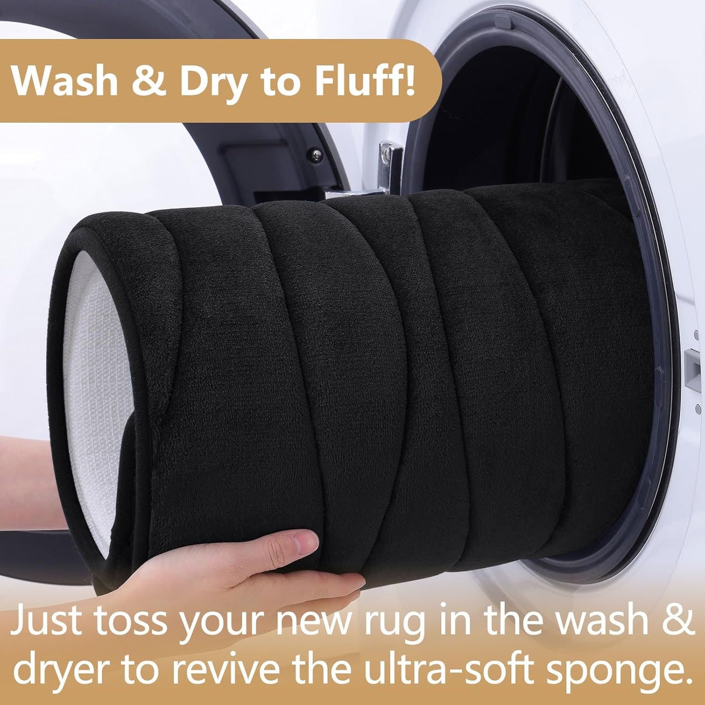 Buganda Memory Foam Bathroom Rug Mat 47x24, Extra Soft and Absorbent Bath Mats, Non-Slip and Machine Washable Bath Rugs for Bathroom Floor,Tub and Shower, Black