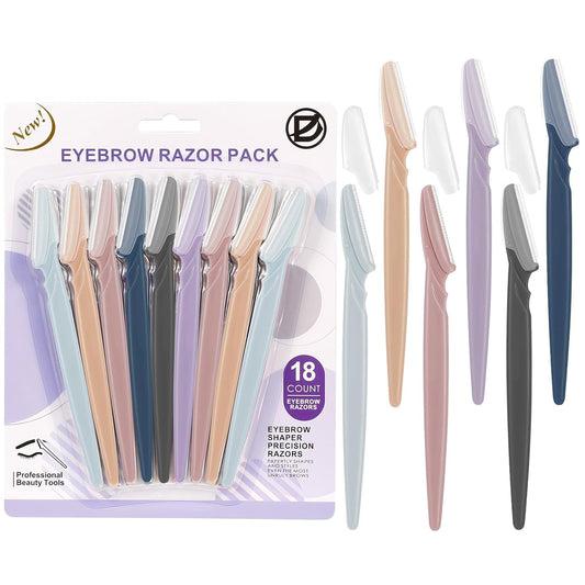 D 18 PCS Eyebrow Razor,Dermaplane Razor,Face Razors for Women,Dermaplaning Tool for Face,3 Colors Facial Hair Shavers with Precision Cover,Facial Hair Remover for Women,Eyebrow Trimmers for Men(Gray)