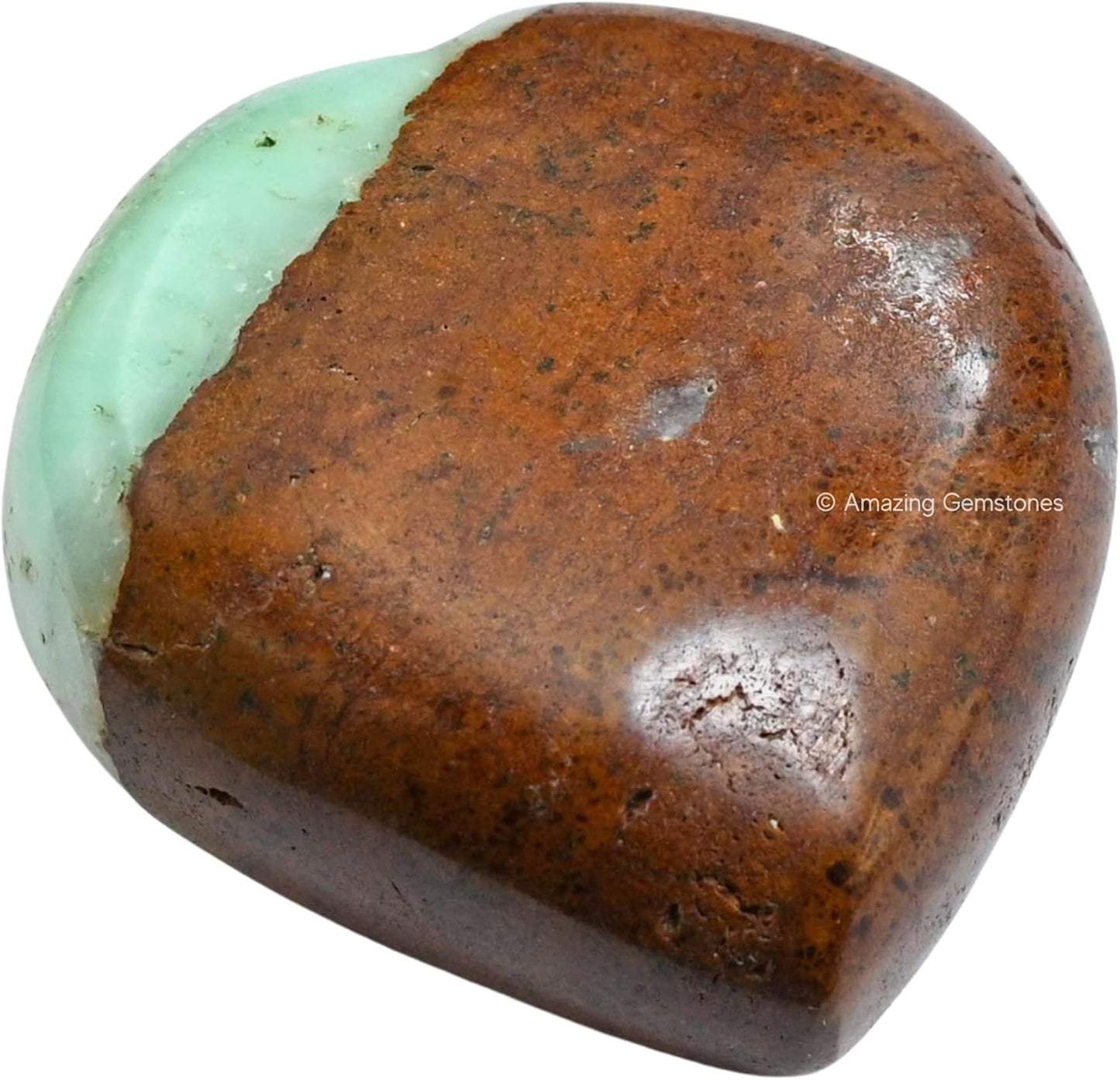 Amazing Gemstone Chrysoprase Crystal Heart Palm Stone - Pocket Massage Worry Stone for Natural Body Chakra Balancing, Reiki Healing and Crystal Grid