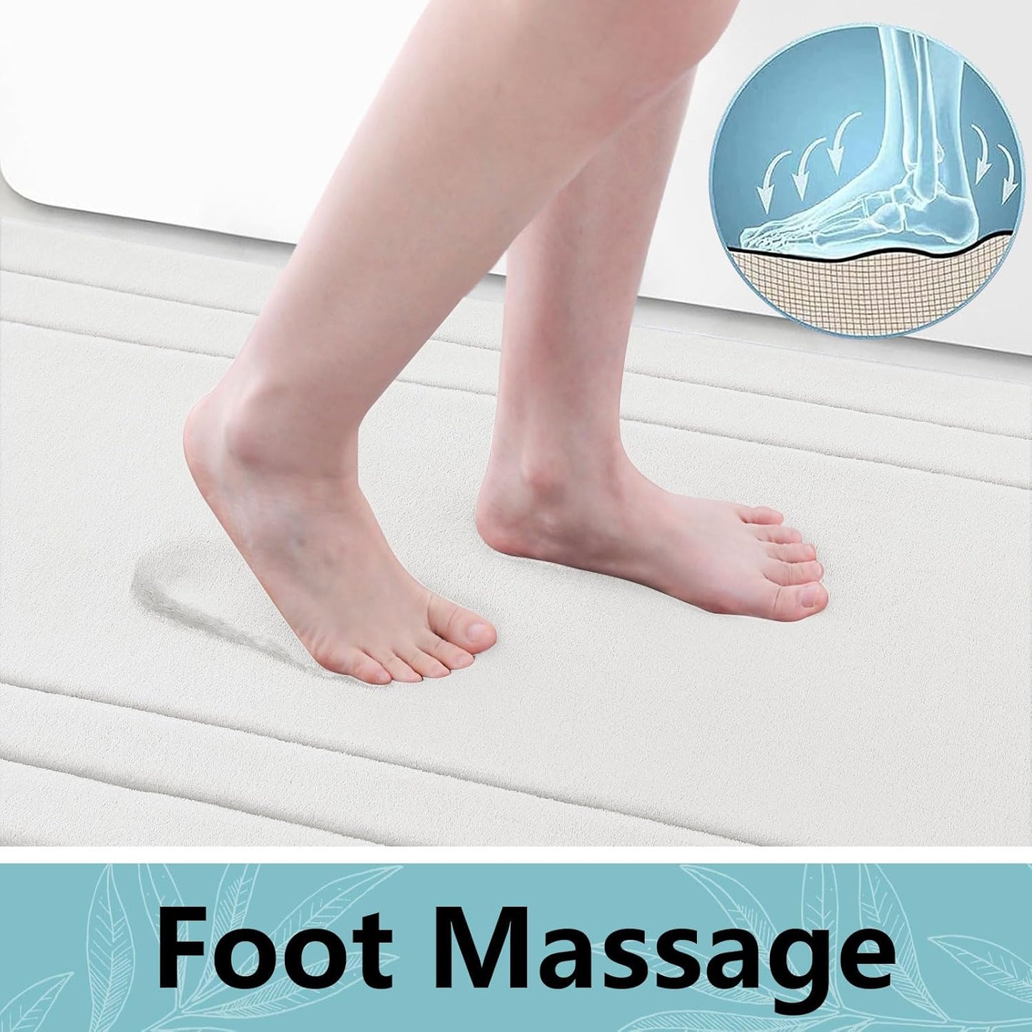 Arotive Memory Foam Bathroom Rug Mat 47x17, Ultra Soft and Absorbent Bath Mat, Machine Wash Dry, Comfortable Bath Rug Carpet for Bathroom Floor, Tub and Shower, Ivory