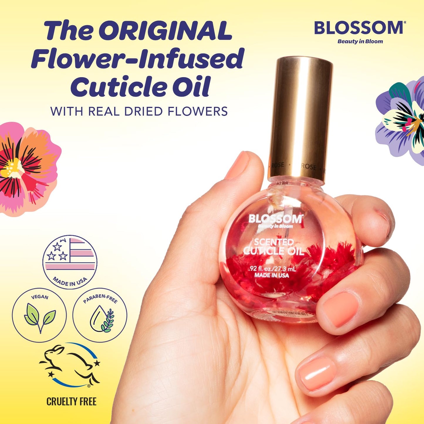 Blossom Cuticle Oil for Nails, Hydrating, Moisturizing, Scented Nail Oil Cuticle Care, Infused with Real Flowers, Made in USA, 0.5 fl. oz, Amazon Exclusive, Lily