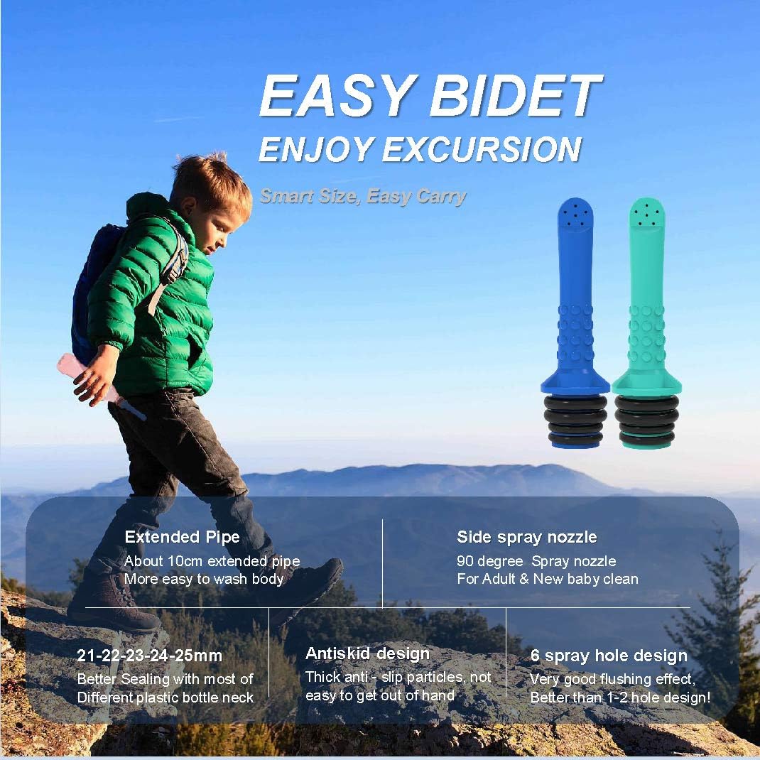 2PCS Backpacking Bidet - Portable Bidet for Toilet - Travel Bidets , Universal Shower Pipe for Traviling, Compatible with Every Bottle. Discreet,Ecological,Mini, Elderly,Sprayer,Personal,Handheld