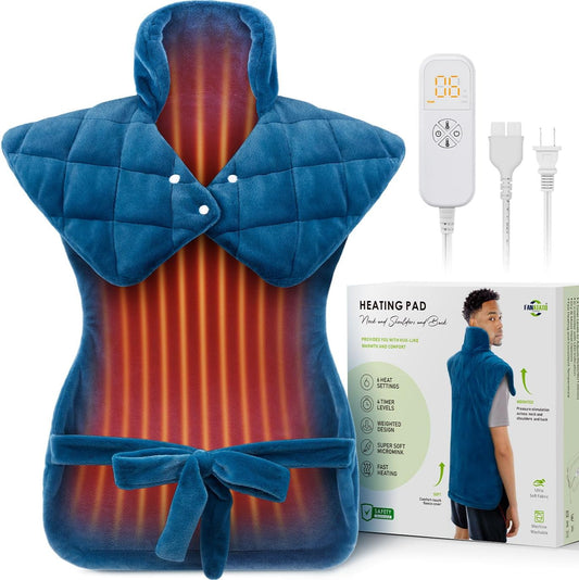Heating Pad for Neck Shoulders & Back Pain Relief, Father's Day Gifts for Dad Husband Uncle,Gifts for Men,Large Weighted Electric Neck Shoulders and Back Heat Pad,6 Heat Settings Auto-Off,UL Certified