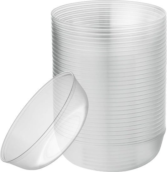 [30 Pack 16 OZ Bowls] Edge Collection Clear Plastic Party Bowls Premium heavyweight Elegant Disposable Tableware Dishes