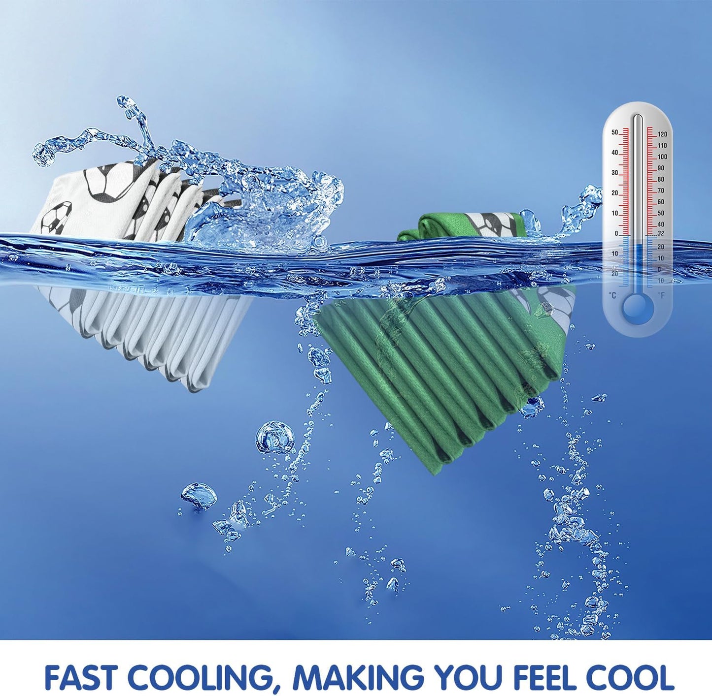 OPSO Softball Cooling Towel Set, 40 x 12 inches, 12 Pack, Microfiber Sports Towels for Baseball, Soccer, Golf LCE Towel Microfiber Sports Towels for Player (Soccer)