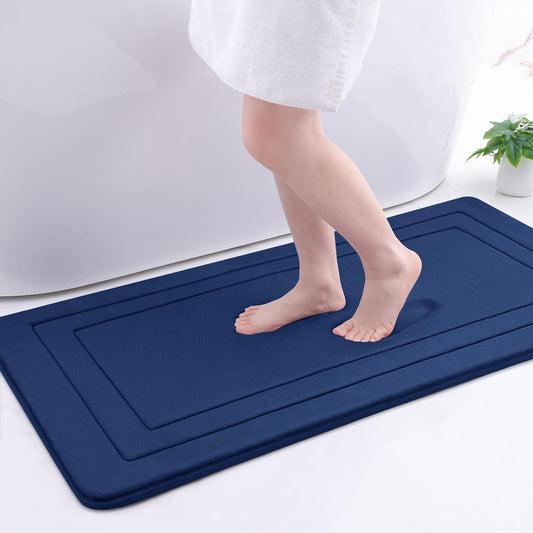 Arotive Memory Foam Bathroom Rug Mat 44x24, Ultra Soft and Absorbent Bath Mat, Machine Wash Dry, Comfortable Bath Rug Carpet for Bathroom Floor, Tub and Shower, Navy