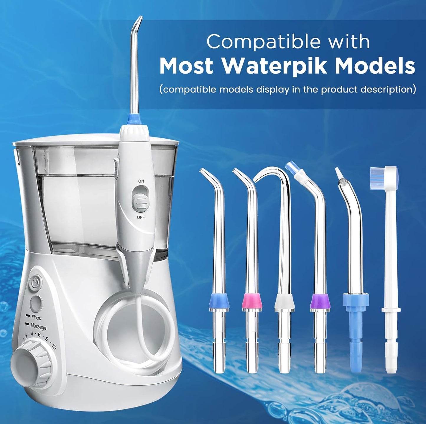 Replacement Tips for Waterpik, Water Flosser Replacement Heads Parts for Waterpik Oral Irrigator (2 Classic Jet Tips & Storage Case Bundle)