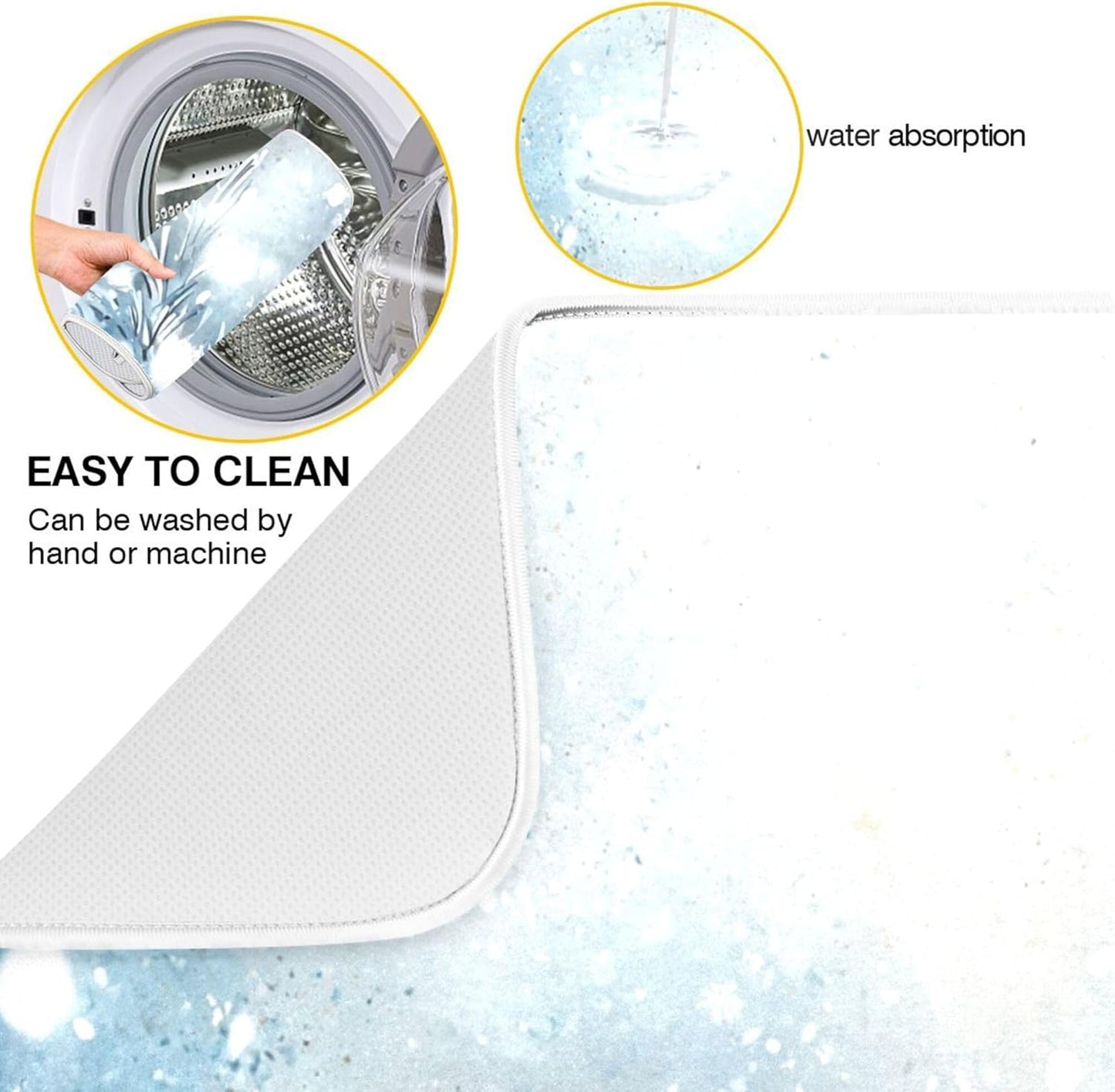 Winter Snowman Silver Dish Drying Mat for Kitchen Countertop 16x18 Christmas Snowflake White Xmas Small Drying Mat Reusable Quick Dry Dish Sink Mats Easy Clean Decorative Essentials