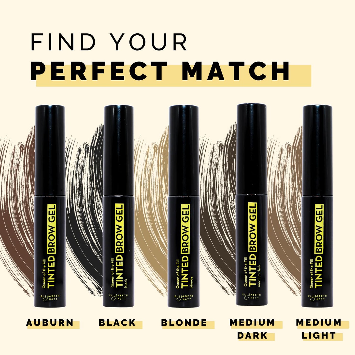 Elizabeth Mott Queen of the Fill Tinted Eyebrow Gel – Brow Filler, Volumizer & Setter – Defines, Shapes & Covers Gray Hairs – Water-Resistant, Long-Lasting – Cruelty-Free – Blonde Shade 4g