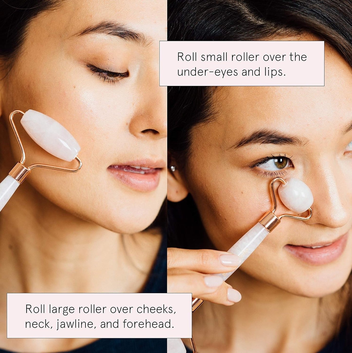 Rose Quartz Face Roller - Face Roller Skin Care - Facial Roller - Stone Roller For Face - Face Massager Roller For Lymphatic Drainage, Puffiness - Quartz Roller For Face by grace and stella