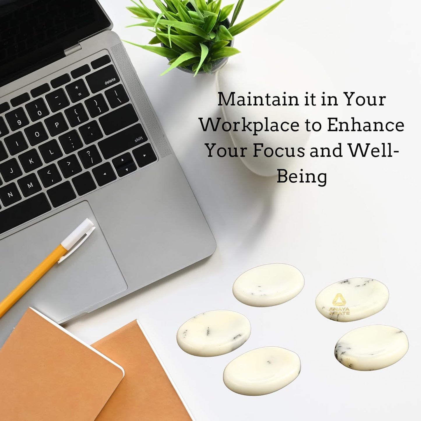 Dendritic Agate Worry Stones – Crystal Thumb Worry Stone for Anguish, Stress – Relaxing and Soothing Balance Stones for Meditation, Stress Relief – Healing Stones and Crystals for Men and Women