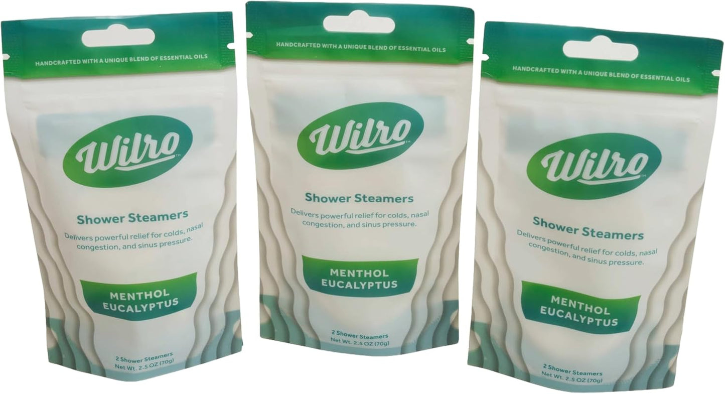 Wilro Soothing, Aromatic Shower Steamers, 3 Pack, Menthol Eucalyptus (6 Steamers)