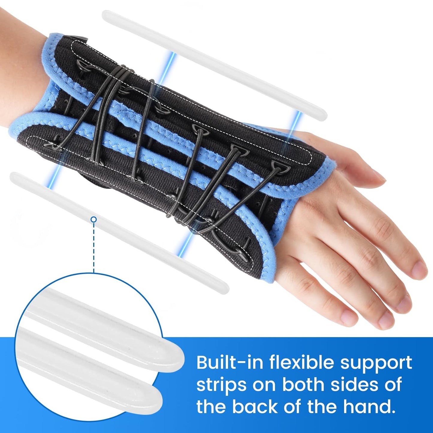 Velpeau Wrist Brace for Carpal Tunnel, Adjustable Elastic Tension Cords with Splints, Night Wrist Support for Arthritis, Tendonitis, Sprain, Injuries, Wrist Pain Relief Women and Men (Right Hand, S)
