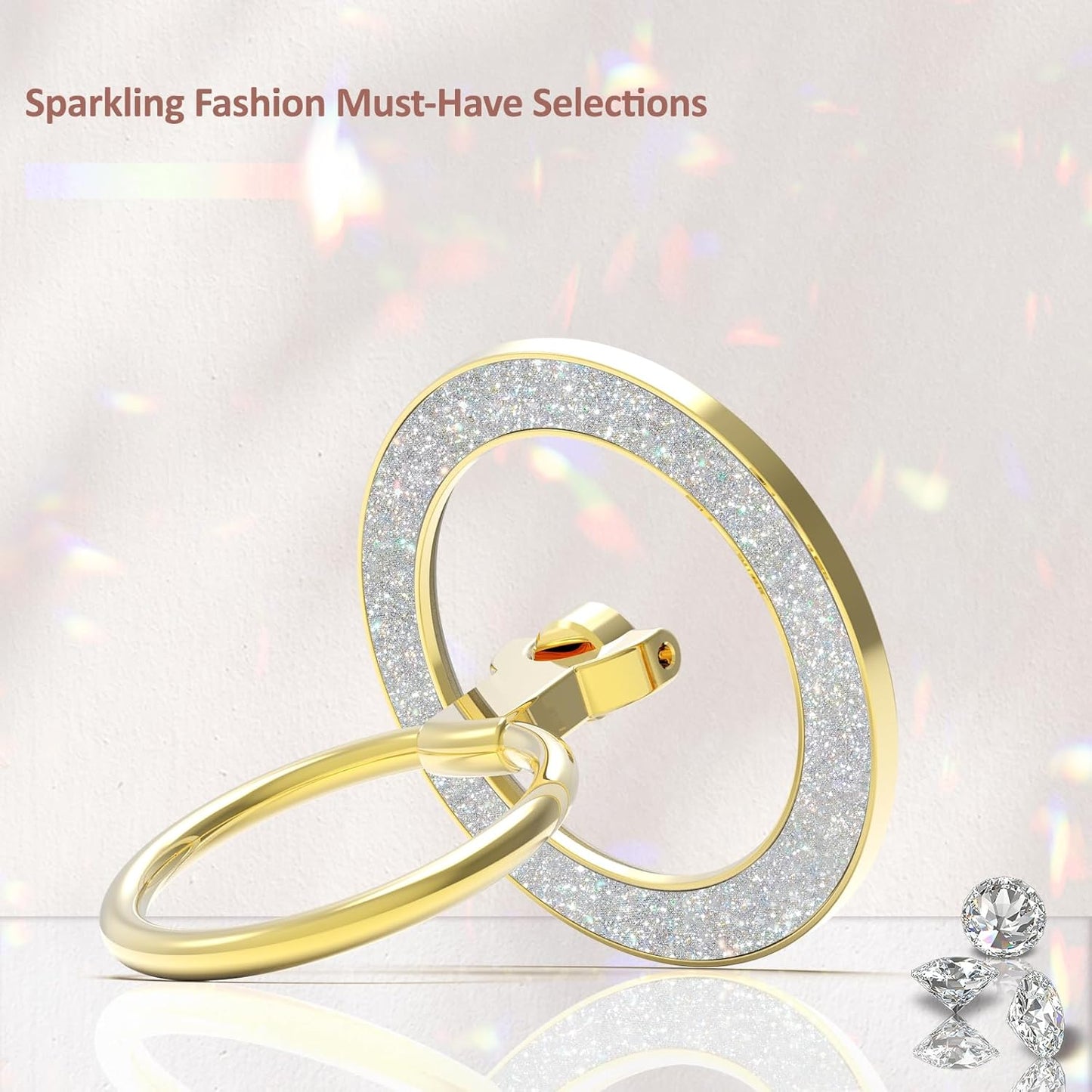 for MagSafe Phone Grip Stand, Magnetic Phone Ring Holder for MagSafe, Magnetic Ring Holder for iPhone. (Glitter Gold)