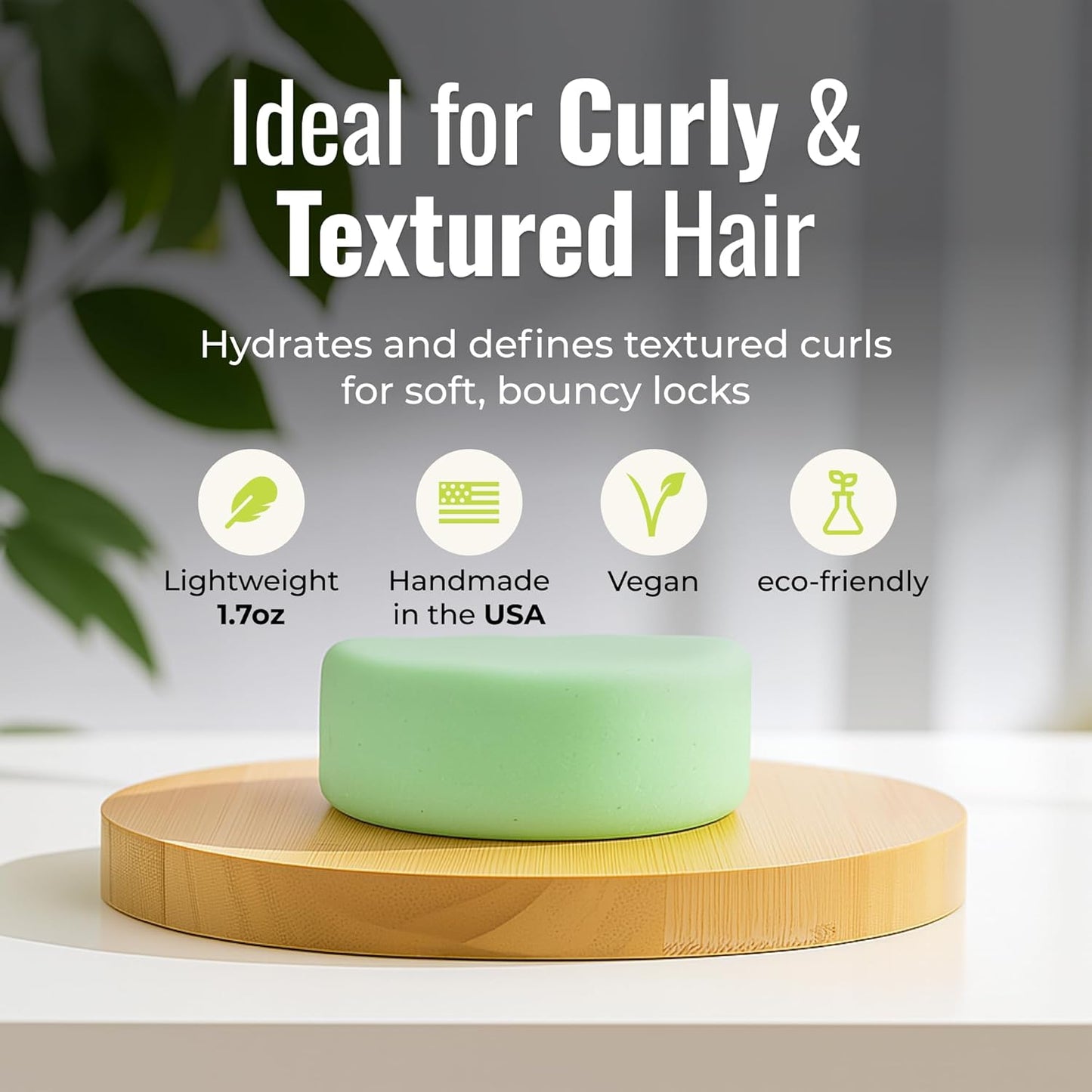 Maui Melon Conditioner Bar, Vegan Solid Hair Conditioner for Curly & Textured Hair, with Melon, Lemon, Coconut, Zero Waste, Travel-Friendly