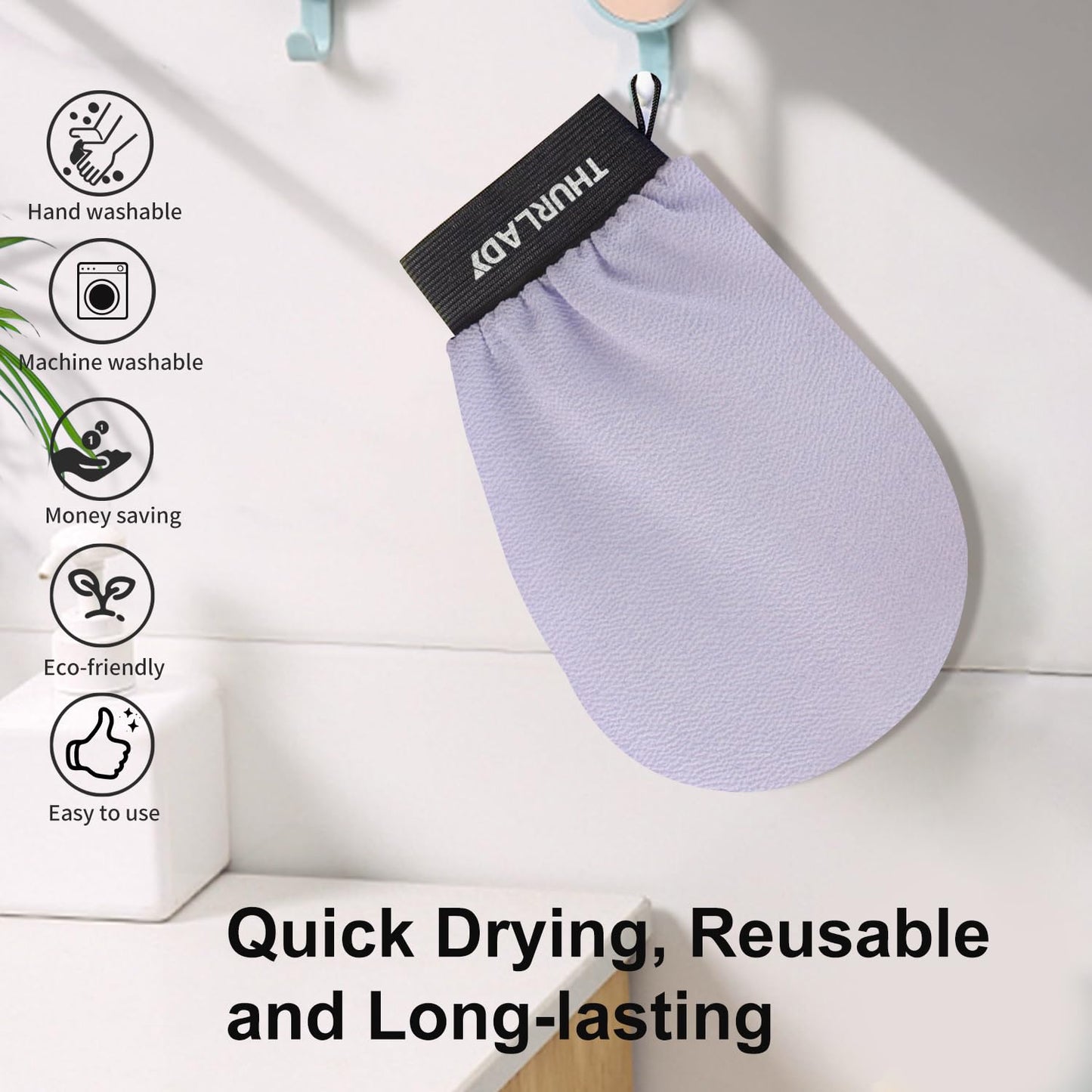 Exfoliating Glove - Korean Exfoliating Mitt - Exfoliating Body Scrubber, Body Exfoliator Scrubber, Viscose Fiber Shower Mitt, Dead Skin Remover for Smooth Skin, Self-Tan Prep & Removal, Lilac