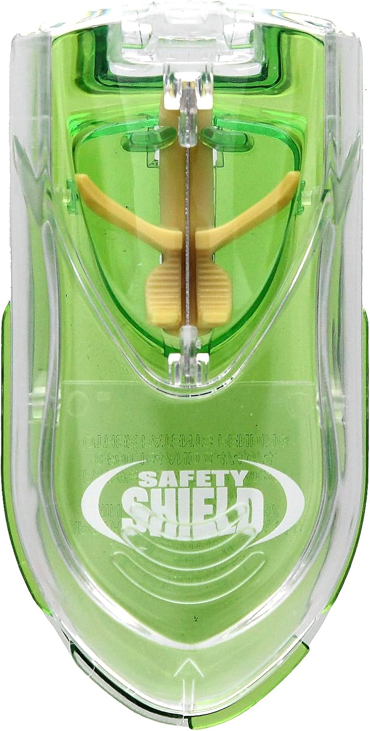 Ezy Dose Pill Cutter with Safety Shield, Safely Cut Pills and Vitamins, Pill Splitter, Retractable Blade Guard, Green