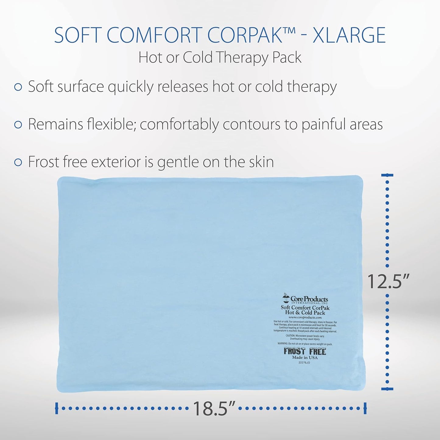 Core Products Soft Comfort CorPak – Reusable Hot & Cold Therapy Pack, Ice Pack for Injuries, No-Frost Compress for Muscle, Back & Joint Pain Relief – 12.5" x 18.5", Made in USA