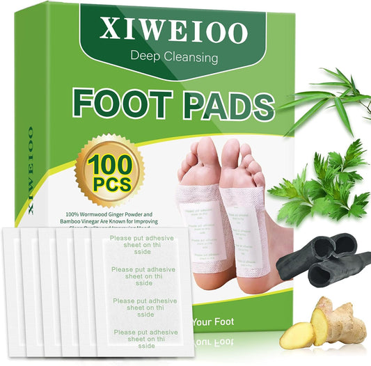 XIWEIOO100 Pack Foot Pads Paches,feet Deep Cleansing Bamboo Foot Paches, Ginger Foot Pads Foot Care Pads |Natural Bamboo Charcoal Ginger Oil Care Patch