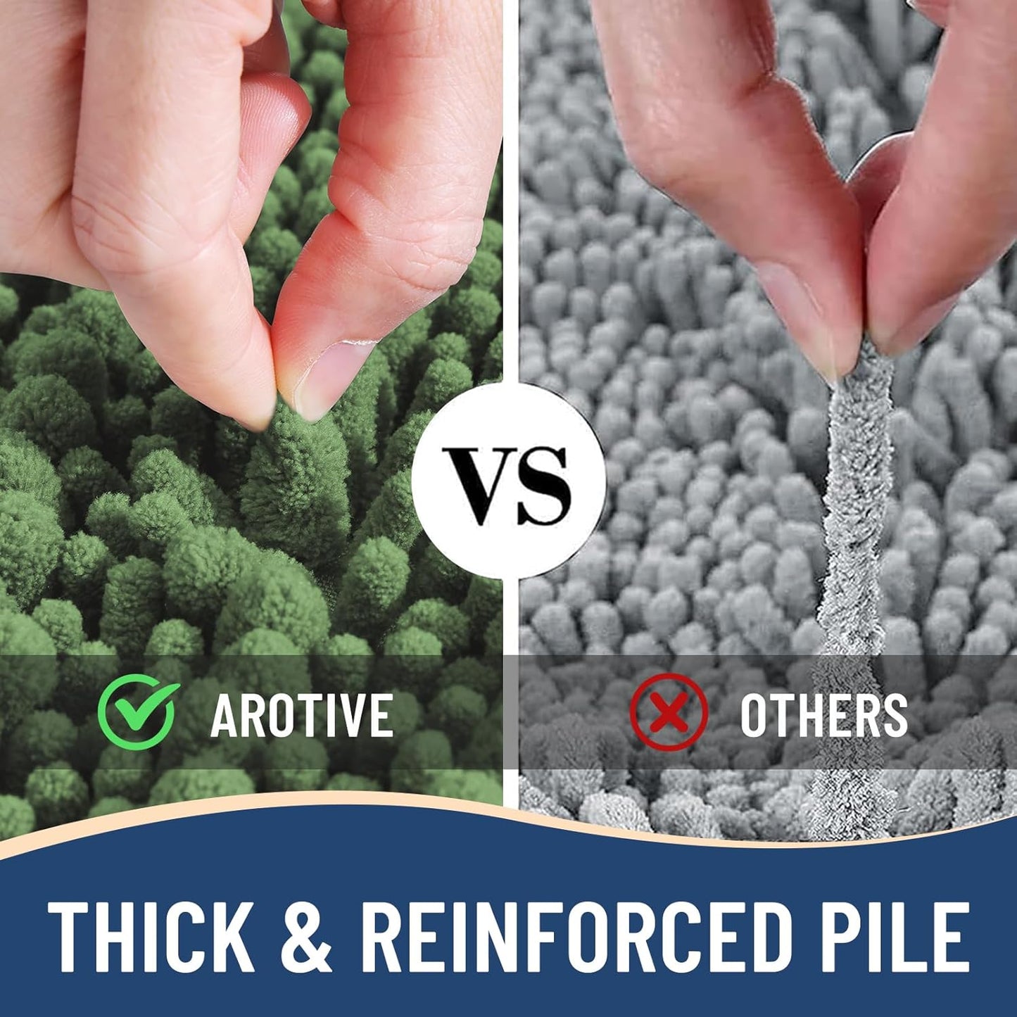 Arotive Luxury Chenille Bathroom Rug Mat, Extra Soft Thick Absorbent Shaggy Bath Rugs, Non-Slip Machine Wash Dry, Plush Bath Mats for Bathroom, Shower and Tub, 36x24, Olive Green